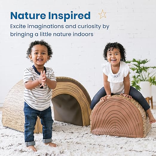 ECR4Kids SoftZone Tree Tunnel and Climber, Toddler Playset, Chocolate, 2-Piece