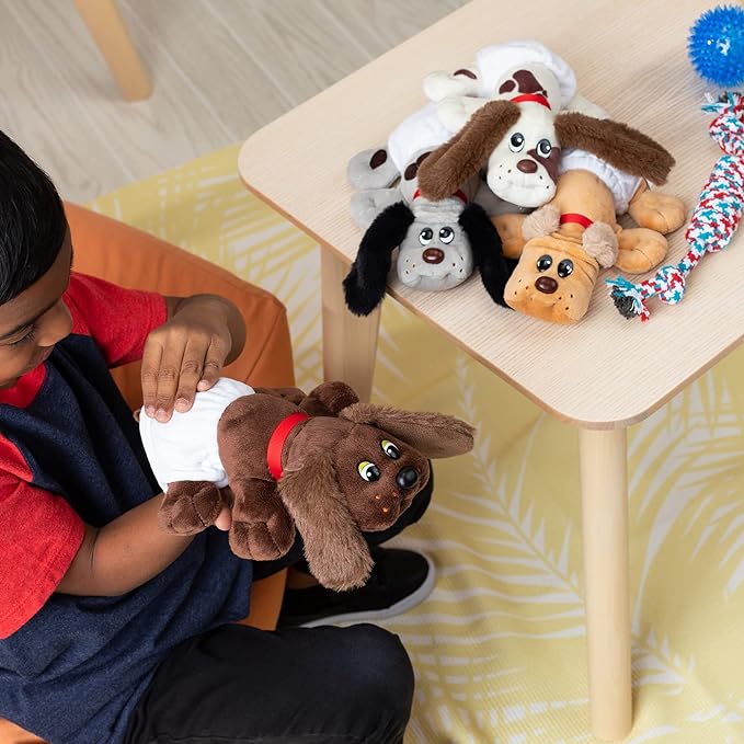 Pound Puppies Newborns Plush - White with Dark Brown Spots (Fuzzy Ears)