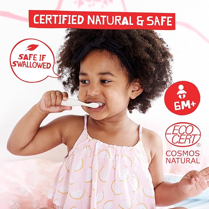 Jack N' Jill Natural Toddler Toothpaste for Baby, Kids and Infants 6 Months & Up, Fluoride Free Training Toothpaste for Toddlers 1-3 (1.76 Fl Oz (Pack of 2), Strawberry)