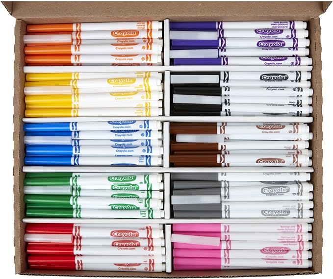 Crayola Fine Line Markers Classpack (200ct), Markers for Kids, Teacher Classroom Must Have, Back to School, Bulk Markers For School