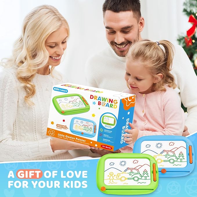 Officygnet 2 Pack Magnetic Drawing Board, Toddler Toys Ages 1-2 & 2-3 Boys Girls, Doodle Board Pad Learning and Educational Toys for 1 2 3 Year Old, Christmas Birthday Gifts for Baby Kids