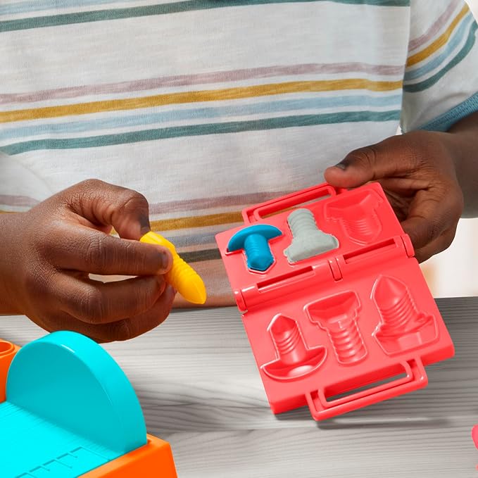 Play-Doh Stamp & Saw Tool Bench Playset, Construction Toys for Boys & Girls 3 Years & Up, Kids Arts & Crafts