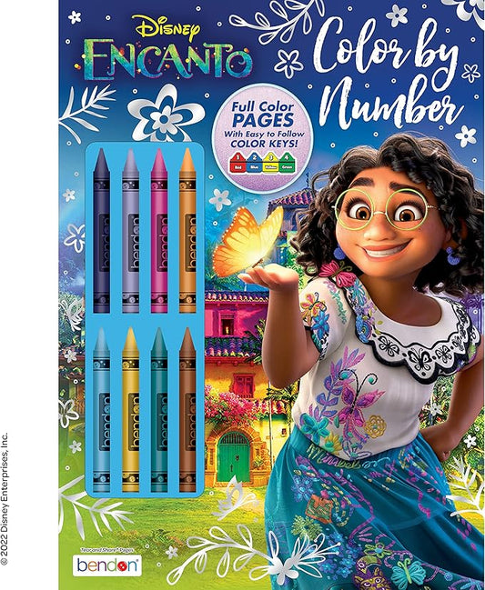 Disney Encanto 32 Page Color by Number Coloring and Activity Book with 8 Crayons Paperback 51726 Bendon