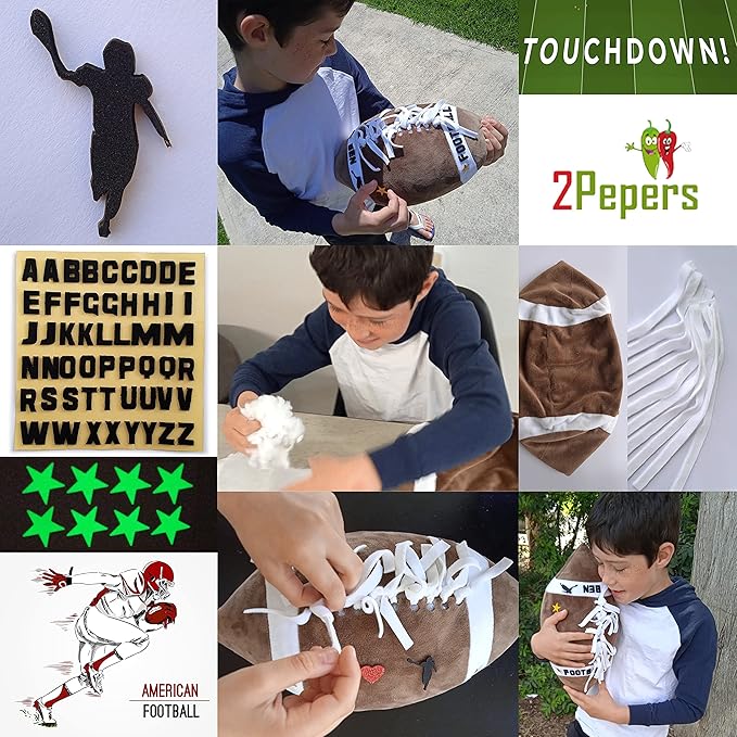 Make Your Own American Football Pillow, Football Gifts for Boys and Girls Ages 3 4 5 6 7 8 9 10 Years and Up, DIY Arts and Crafts Kit for Kids, Sports Football Present, Boys Toys