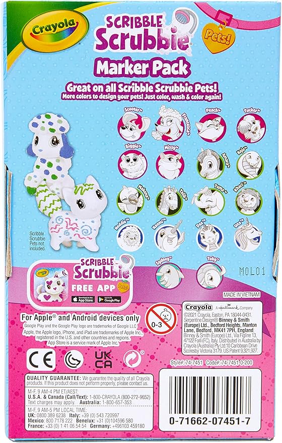 Crayola Scribble Scrubbie Pets Marker Set, 24 Washable Markers For Kids, Gifts For Girls & Boys [Amazon Exclusive]