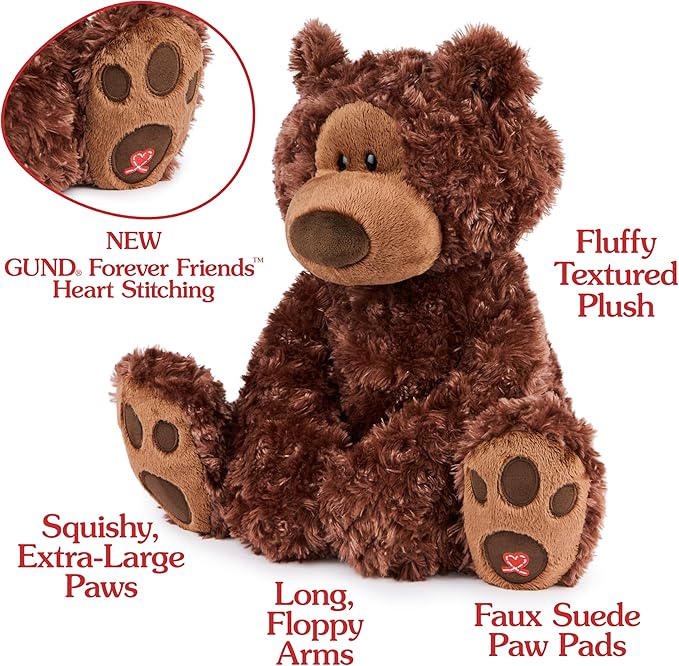 GUND Philbin Classic Teddy Bear, Premium Stuffed Animal for Ages 1 and Up, Chocolate Brown, 18”