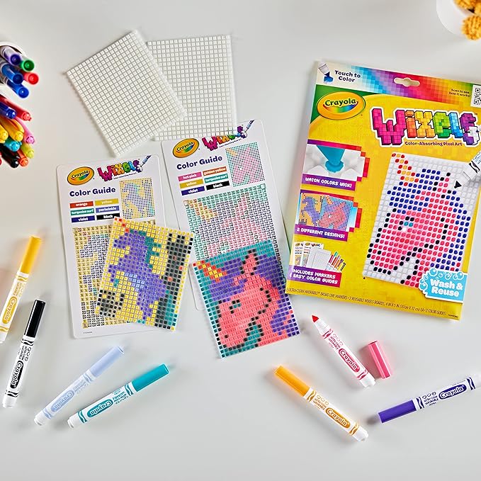 Crayola Wixels Unicorn Activity Kit, Pixel Art Coloring Set, Animal Coloring, Arts & Crafts, Gift for Kids, Ages 6, 7, 8