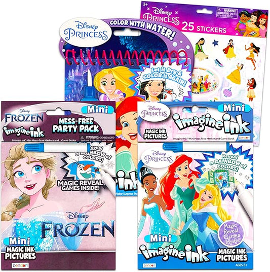 Disney Princess Activity Book Set ~ 3 Piece Disney Princess and Frozen Imagine Ink Mess-Free Coloring Books | Frozen Activity Bundle with Stickers (Disney Princess Coloring Books)