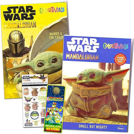 Mandalorian Baby Yoda Coloring Books 2 Pack ~ 80 Pg Star Wars Coloring Books for Kids Featuring Baby Yoda and The Mandalorian with Stickers! (Baby Yoda Activity Books)