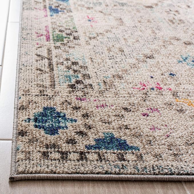SAFAVIEH Madison Collection Runner Rug - 2'2" x 6', Grey & Yellow, Boho Diamond Distressed Design, Non-Shedding & Easy Care, Ideal for High Traffic Areas in Living Room, Bedroom (MAD418F)