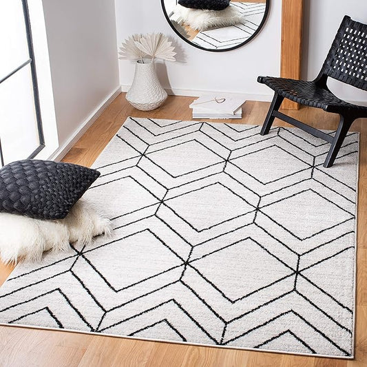 SAFAVIEH Adirondack Collection Accent Rug - 4' x 6', Ivory & Black, Modern Geometric Design, Non-Shedding & Easy Care, Ideal for High Traffic Areas in Entryway, Living Room, Bedroom (ADR241A)