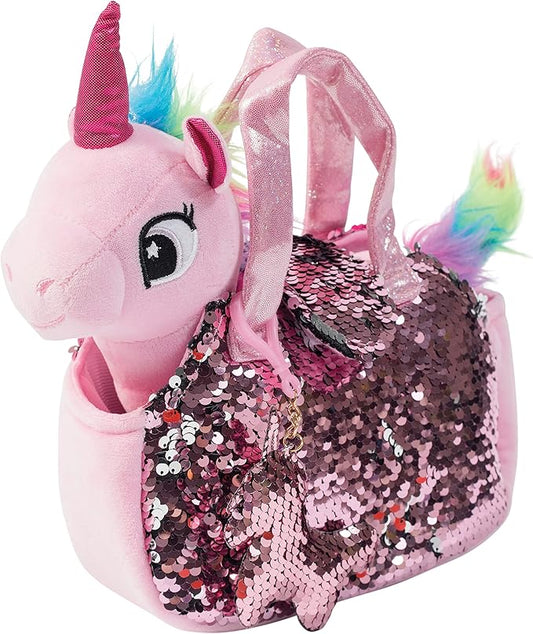 Little Jupiter Plush Pet Set w/Purse - Unicorn Stuffed Animals - Unicorn Stuffed Animals for Girls - Unicorn Plush - Stuffed Unicorns - Unicorn - Unicorn Gift for Age 4-5 - 6-7 yrs (Pink Unicorn)