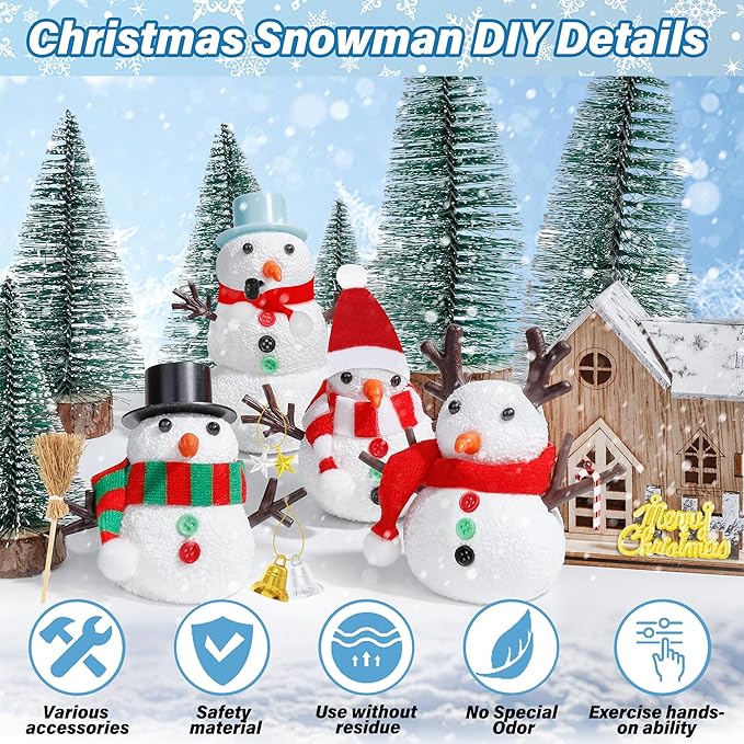 36 Pack Christmas Crafts Kit, DIY Xmas Ornaments Snowman Kit, Snowman Creative Air Dry Modeling Clay, Build a Snowman Kit Indoor Decorations, Christmas Activities Family School Events Party Supplies