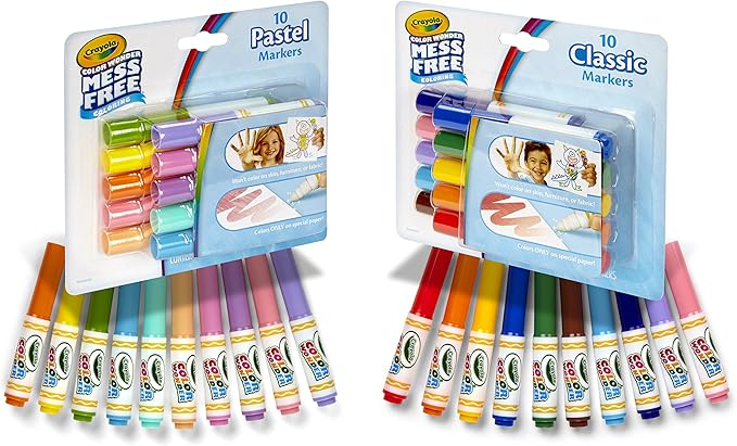 Crayola Color Wonder Markers, Mess Free Coloring, Classic & Pastel Colors (20 Count) (2 Pack )