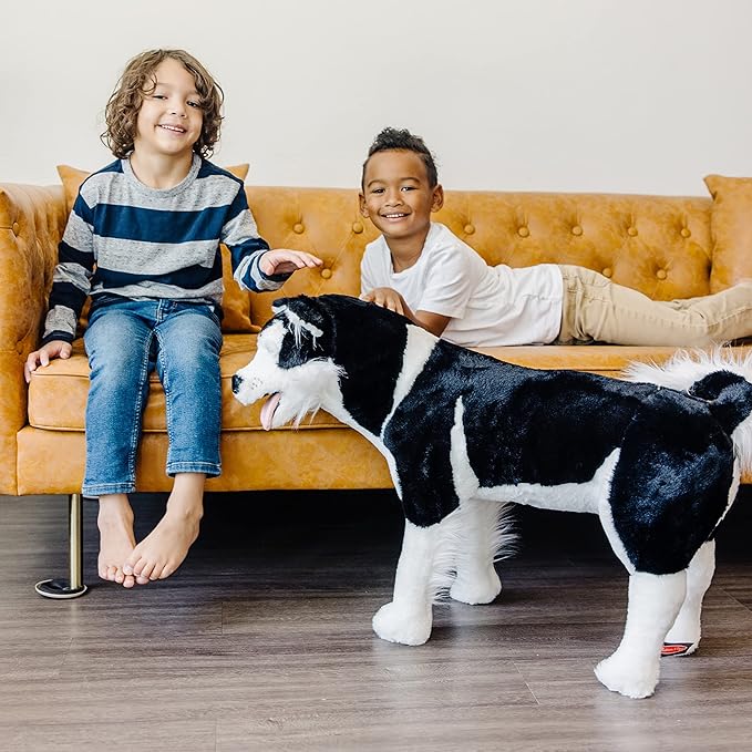 Melissa & Doug Giant Siberian Husky - Lifelike Stuffed Animal Dog (over 2 feet tall)