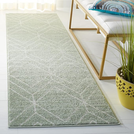 SAFAVIEH Adirondack Collection Runner Rug - 2'6" x 6', Sage & Ivory, Modern Geometric Design, Non-Shedding & Easy Care, Ideal for High Traffic Areas in Living Room, Bedroom (ADR241Y)