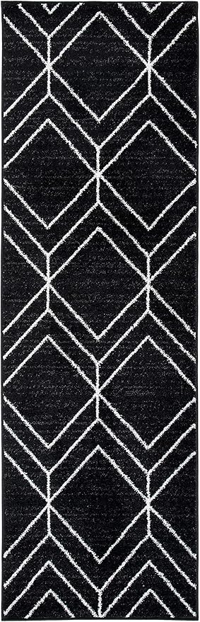 SAFAVIEH Adirondack Collection Runner Rug - 2'6" x 10', Black & Ivory, Modern Geometric Design, Non-Shedding & Easy Care, Ideal for High Traffic Areas in Living Room, Bedroom (ADR241Z)
