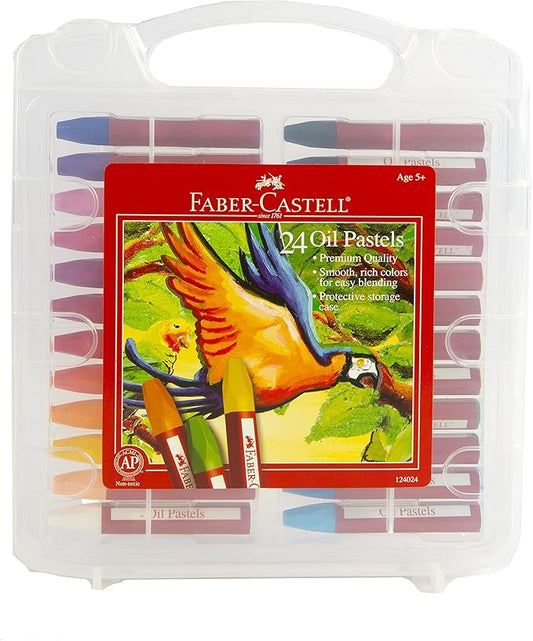 Faber-Castell Blendable Oil Pastels In Durable Storage Case- 24 Vibrant Colors - Non-Toxic Pastels for Kids
