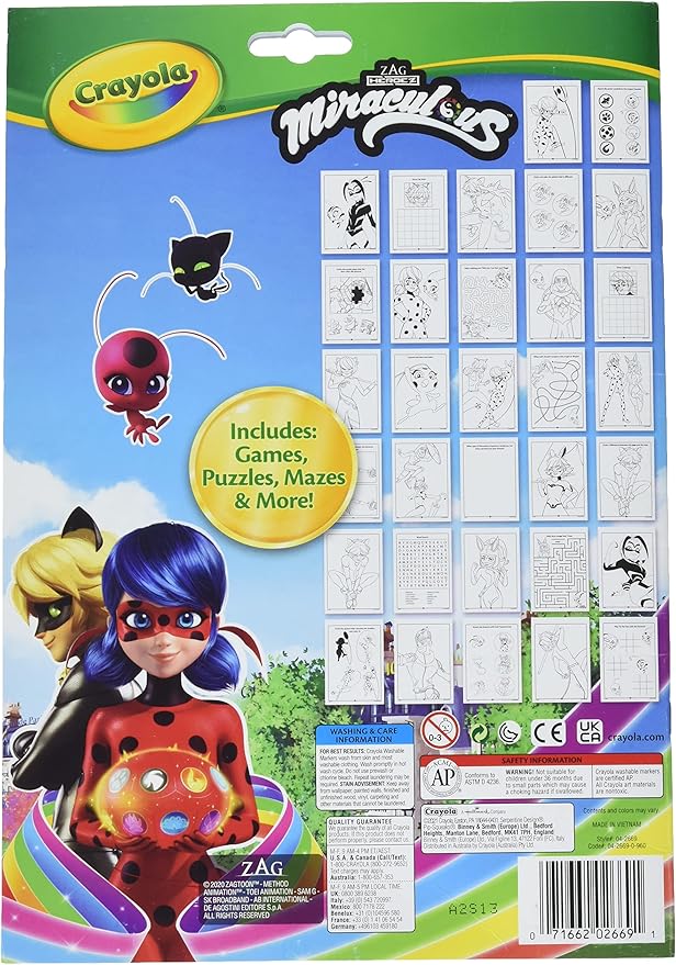 Crayola Coloring & Activity Pad, Disney Miraculous, 32 Coloring Pages & 7 Markers, Gift