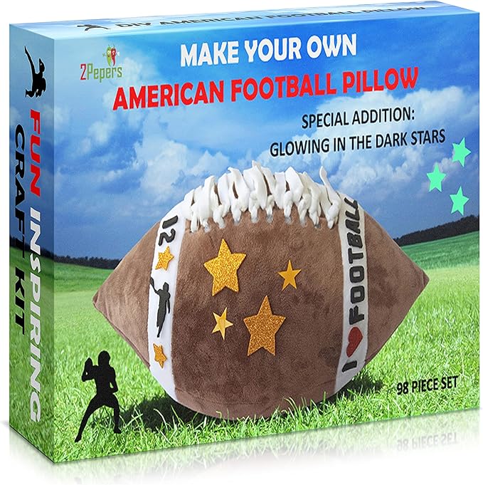 Make Your Own American Football Pillow, Football Gifts for Boys and Girls Ages 3 4 5 6 7 8 9 10 Years and Up, DIY Arts and Crafts Kit for Kids, Sports Football Present, Boys Toys