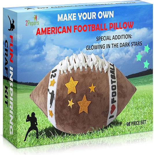 Make Your Own American Football Pillow, Football Gifts for Boys and Girls Ages 3 4 5 6 7 8 9 10 Years and Up, DIY Arts and Crafts Kit for Kids, Sports Football Present, Boys Toys