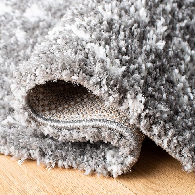 SAFAVIEH Berber Fringe Shag Collection Runner Rug - 2'2" x 10', Grey & Ivory, Moroccan Design, Non-Shedding & Easy Care, 1.2-inch Thick Ideal for High Traffic Areas in Living Room, Bedroom (BFG516F)