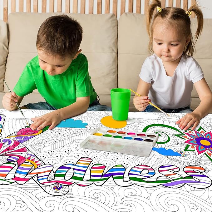 OHOME Mandala Giant Coloring Poster/Tablecloth-30 x 72 Inch - Crafts for Girls 8-12 - Party Favors for Kids | Preppy School Supplies - Arts and Crafts for Kids Ages 8-12 | Classroom Supplies