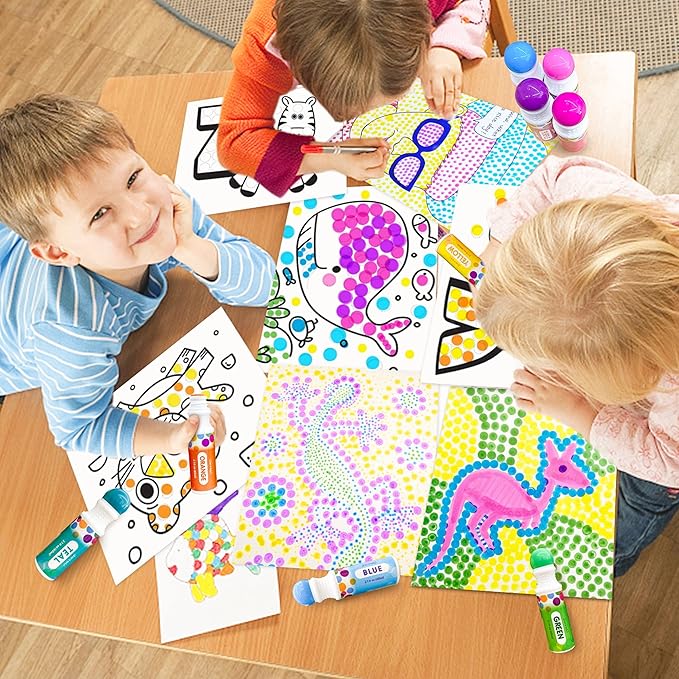 Jar Melo Washable Dot Markers for Toddlers 1-3, 12 Colors Dot Paints with 108 PDF & 20 Physical Activity Papers, Non-Toxic Bingo Daubers for Toddlers 2-4, Kids Arts and Crafts Supplies