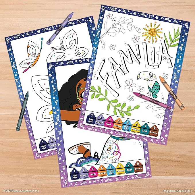 Disney Encanto 32 Page Color by Number Coloring and Activity Book with 8 Crayons Paperback 51726 Bendon