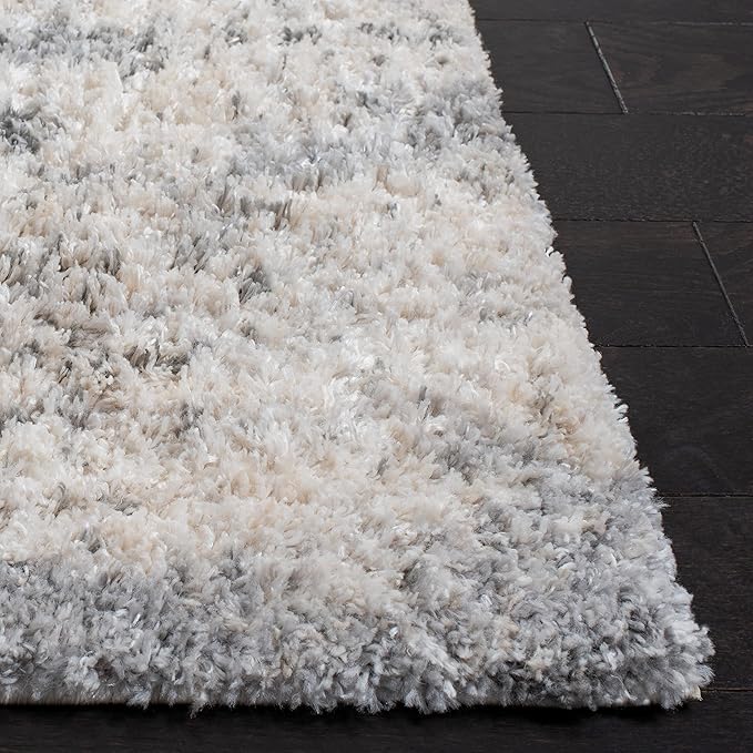 SAFAVIEH Berber Shag Collection Runner Rug - 2' x 20', Ivory & Beige, Modern Abstract Design, Non-Shedding & Easy Care, 1.2-inch Thick Ideal for High Traffic Areas in Living Room, Bedroom (BER272A)