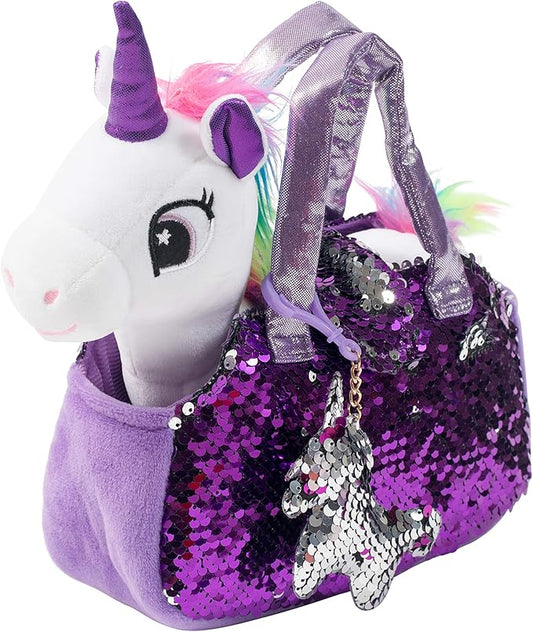 Little Jupiter Plush Pet Set w/Purse - Unicorn Stuffed Animals - Unicorn Stuffed Animals for Girls - Unicorn Plush - Stuffed Unicorns - Unicorn - Unicorn Gift for Age 4-5 - 6-7 yrs (White Unicorn)
