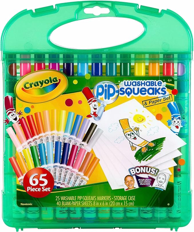 Crayola Pip Squeaks Marker Set (65ct), Mini Washable Markers for Kids, Markers for Coloring Books, Kids Travel Activity, Coloring Gifts, 4+