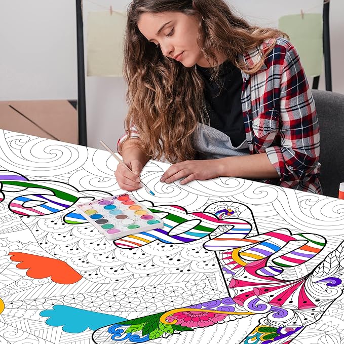 OHOME Mandala Giant Coloring Poster/Tablecloth-30 x 72 Inch - Crafts for Girls 8-12 - Party Favors for Kids | Preppy School Supplies - Arts and Crafts for Kids Ages 8-12 | Classroom Supplies