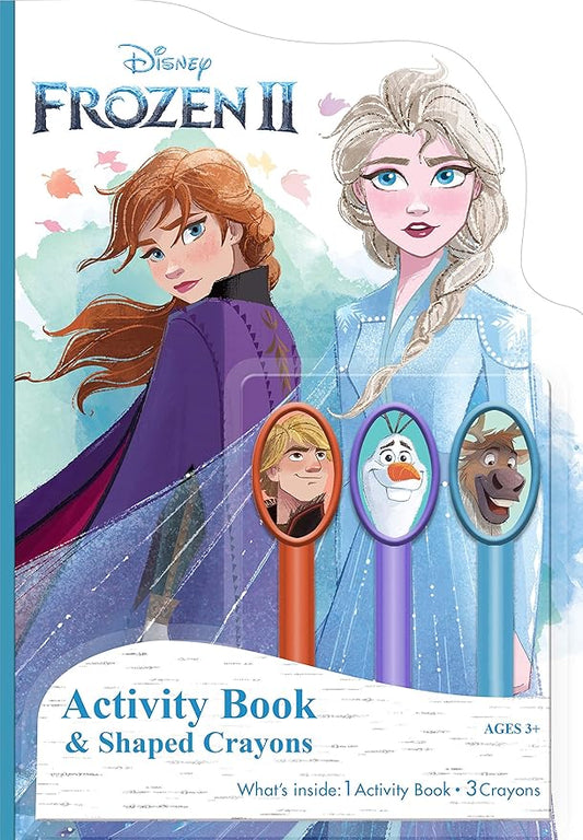 Disney Frozen Elsa and Anna 25-Page Shaped Coloring and Activity Book with 3 Shaped Character Crayons Kristoff, Olaf and Sven 49119 Bendon