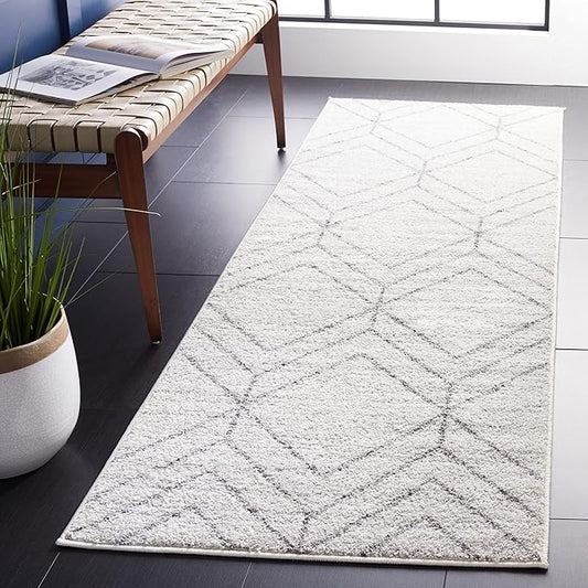 SAFAVIEH Adirondack Collection Runner Rug - 2'6" x 12', Light Grey & Dark Grey, Modern Geometric Design, Non-Shedding & Easy Care, Ideal for High Traffic Areas in Living Room, Bedroom (ADR241G)