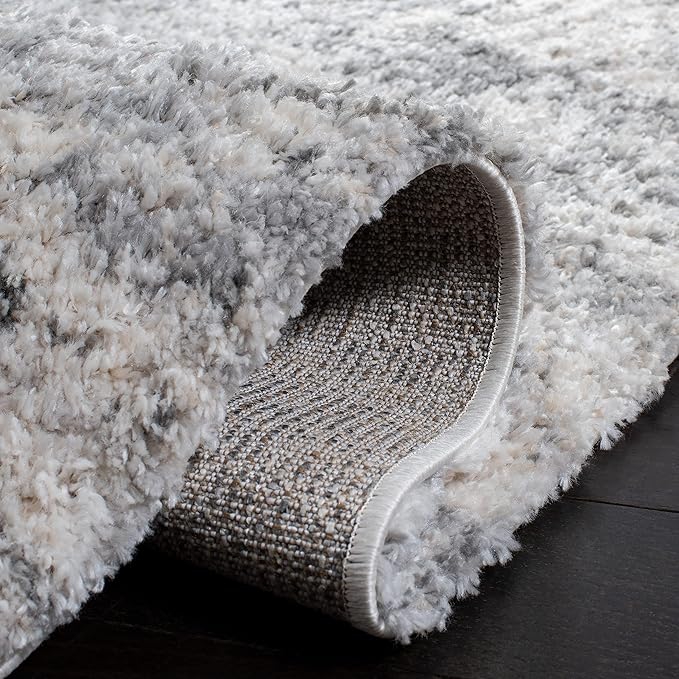 SAFAVIEH Berber Shag Collection Runner Rug - 2' x 20', Ivory & Beige, Modern Abstract Design, Non-Shedding & Easy Care, 1.2-inch Thick Ideal for High Traffic Areas in Living Room, Bedroom (BER272A)