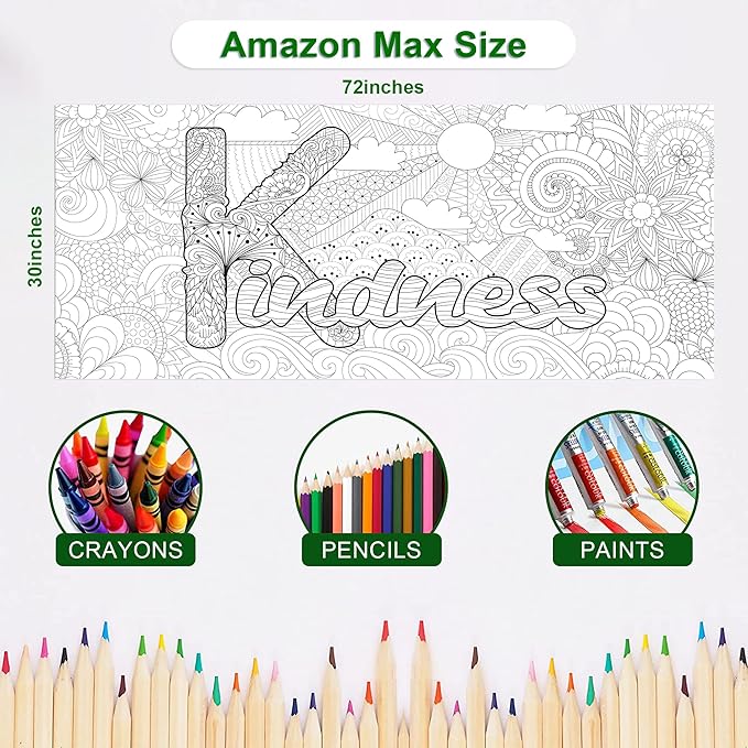OHOME Mandala Giant Coloring Poster/Tablecloth-30 x 72 Inch - Crafts for Girls 8-12 - Party Favors for Kids | Preppy School Supplies - Arts and Crafts for Kids Ages 8-12 | Classroom Supplies