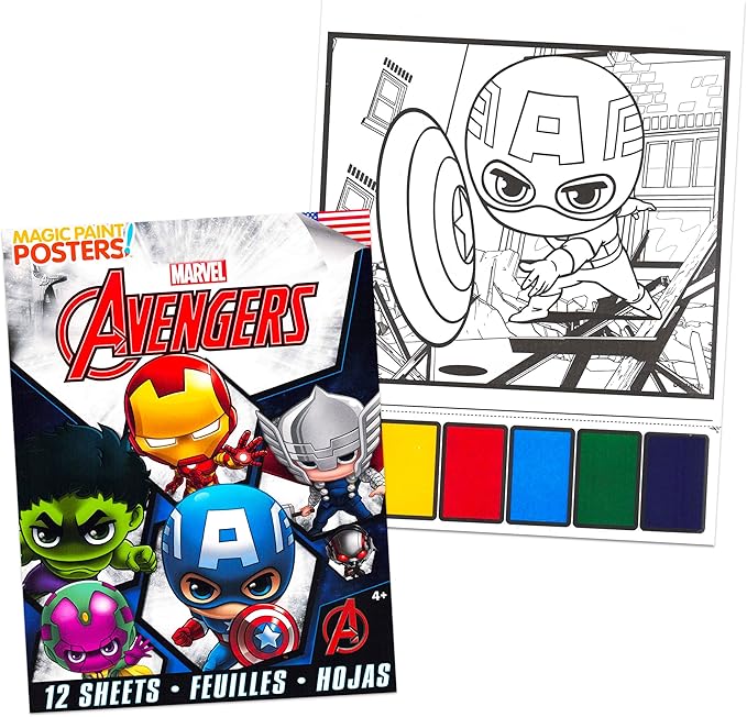 Marvel Avengers Coloring and Painting Packs for Kids Toddlers Bundle ~ Avengers Coloring Book and Painting Posters with Avengers Stickers (Avengers Party Supplies)
