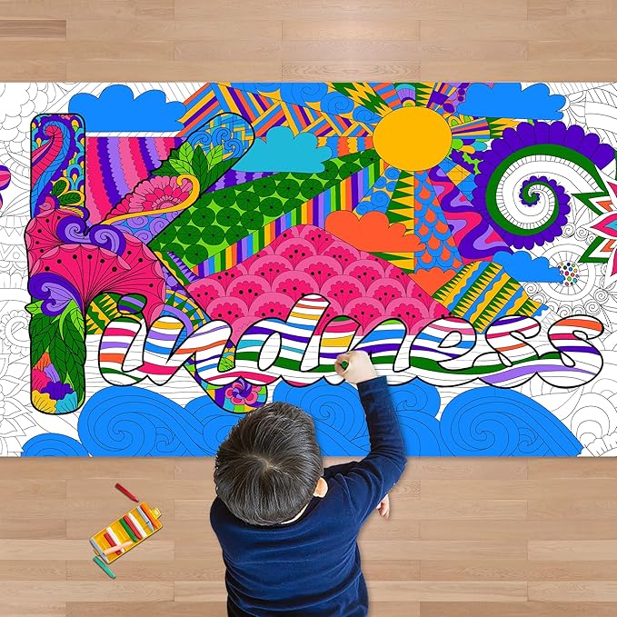 OHOME Mandala Giant Coloring Poster/Tablecloth-30 x 72 Inch - Crafts for Girls 8-12 - Party Favors for Kids | Preppy School Supplies - Arts and Crafts for Kids Ages 8-12 | Classroom Supplies