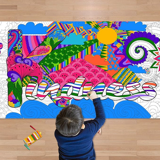 OHOME Mandala Giant Coloring Poster/Tablecloth-30 x 72 Inch - Crafts for Girls 8-12 - Party Favors for Kids | Preppy School Supplies - Arts and Crafts for Kids Ages 8-12 | Classroom Supplies