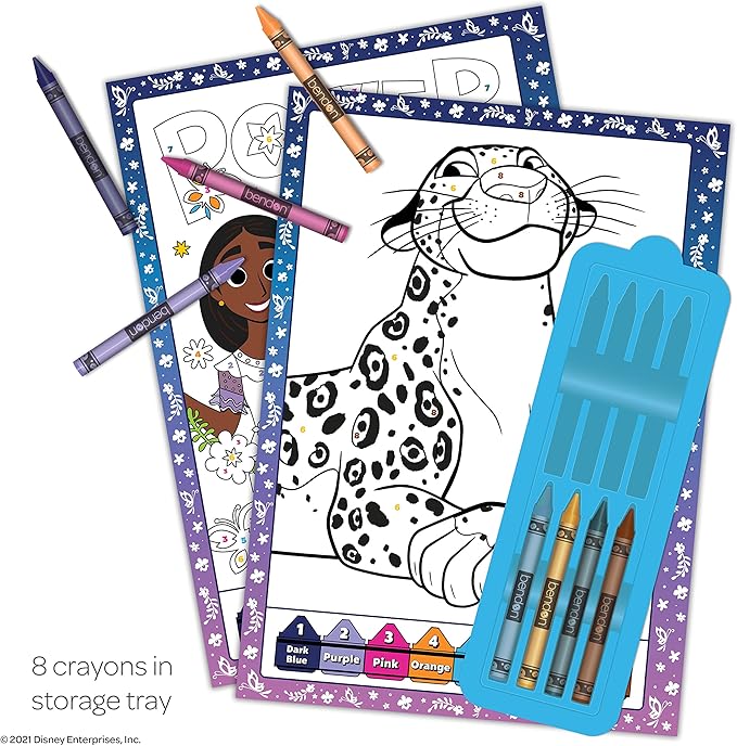 Disney Encanto 32 Page Color by Number Coloring and Activity Book with 8 Crayons Paperback 51726 Bendon