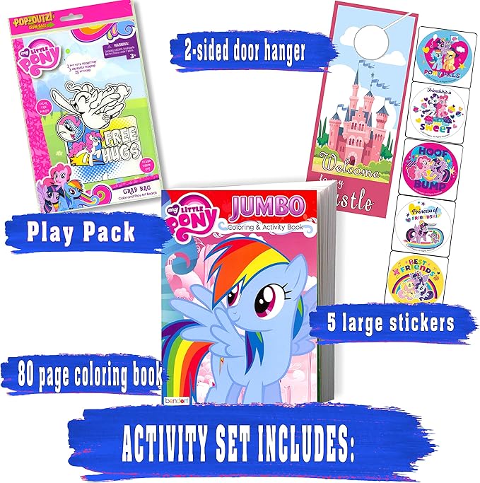My Little Pony Coloring Book with Take-N-Play Set - 96-Page Coloring Book, My Little Pony Stickers, and Markers