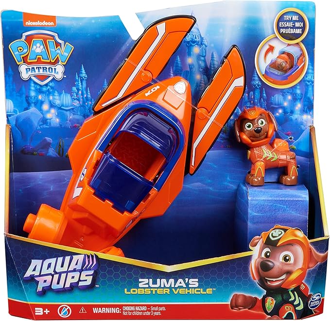 Paw Patrol Aqua Pups Zuma Transforming Lobster Vehicle with Collectible Action Figure, Kids Toys for Ages 3 and up