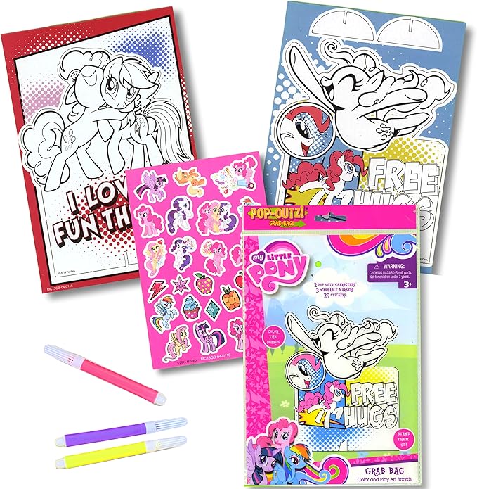 My Little Pony Coloring Book with Take-N-Play Set - 96-Page Coloring Book, My Little Pony Stickers, and Markers