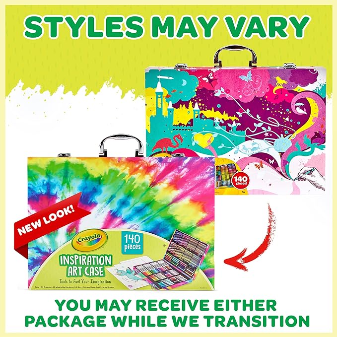 Crayola Inspiration Art Case Coloring Set - Tie-Dye (140ct), Art Set For Kids, Kids Art Supplies, Gift for Girls & Boys, Ages 5, 6, 7 [Amazon Exclusive]