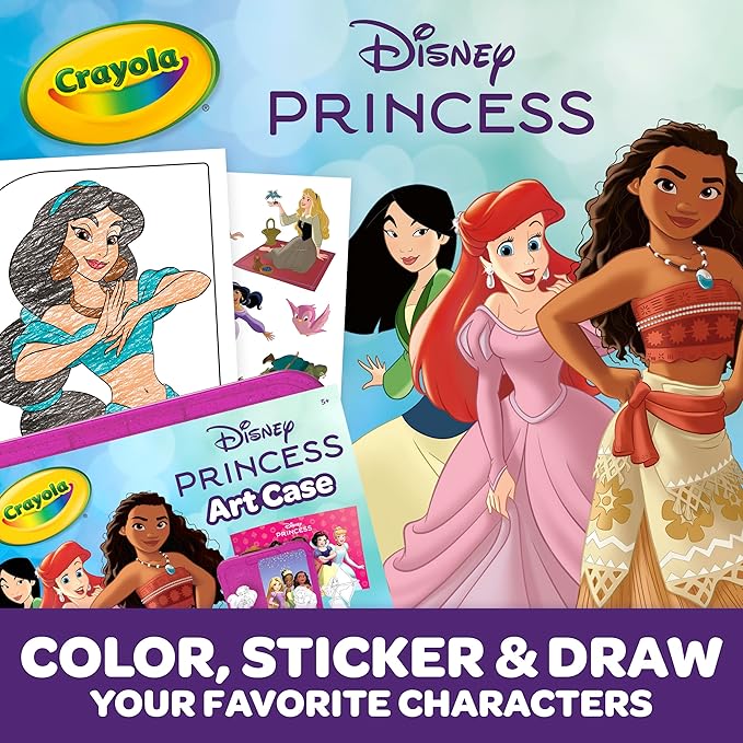 Crayola Disney Princess Art Case (75ct) Art Kit for Kids, Art Supplies, Disney Coloring Set, Disney Toys, Gift for Girls & Boys