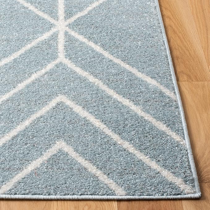 SAFAVIEH Adirondack Collection Runner Rug - 2'6" x 8', Blue & Ivory, Modern Geometric Design, Non-Shedding & Easy Care, Ideal for High Traffic Areas in Living Room, Bedroom (ADR241M)