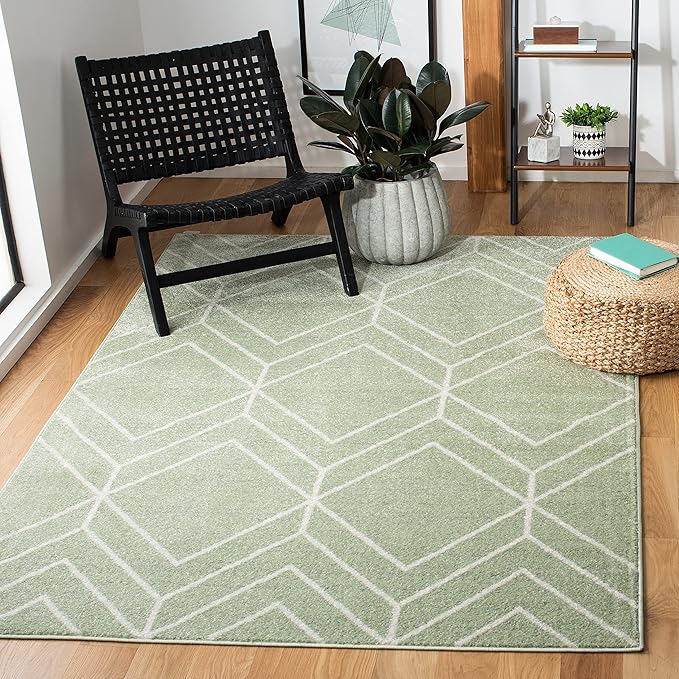 SAFAVIEH Adirondack Collection Accent Rug - 3' x 5', Sage & Ivory, Modern Geometric Design, Non-Shedding & Easy Care, Ideal for High Traffic Areas in Entryway, Living Room, Bedroom (ADR241Y)