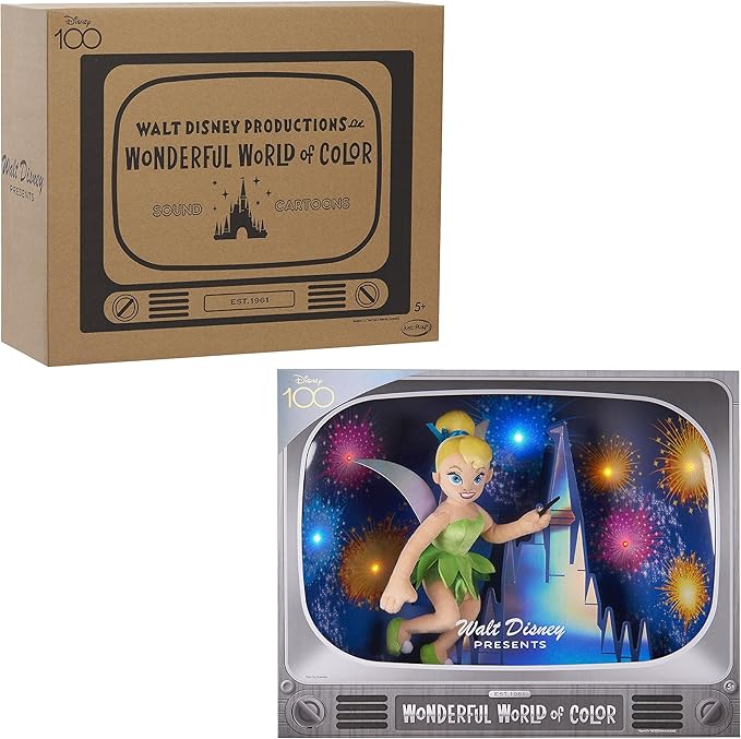Disney100 Years of Wonder Walt Disney Presents “Wonderful World of Color” Tinker Bell Collectible Plush Stuffed Doll, Kids Toys for Ages 5 Up, Amazon Exclusive by Just Play