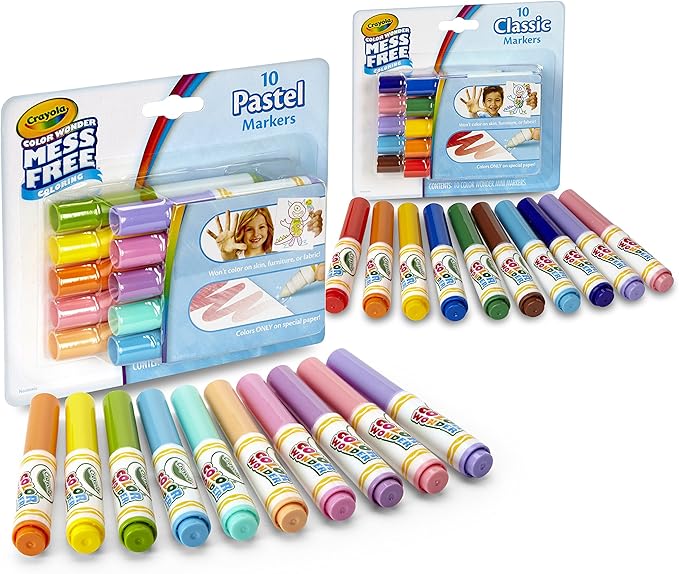 Crayola Color Wonder Markers, Mess Free Coloring, Classic & Pastel Colors (20 Count) (2 Pack )